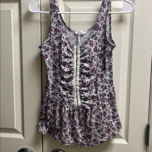 Floral Print Ruched Tank Top